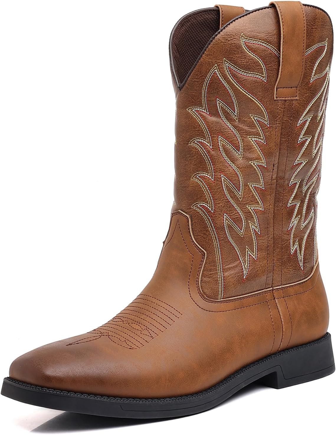 

Мужские ковбойские сапоги в стиле вестерн из искусственной кожи с заплатками и принтом для верховой езды Generic, коричневый