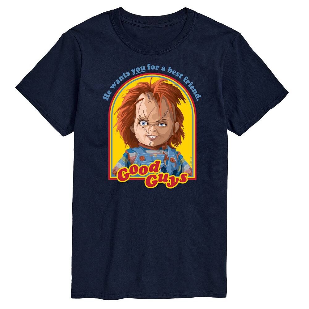 

Футболка Big & Tall Chucky с рисунком Good Guys в стиле ретро Licensed Character, темно-синий