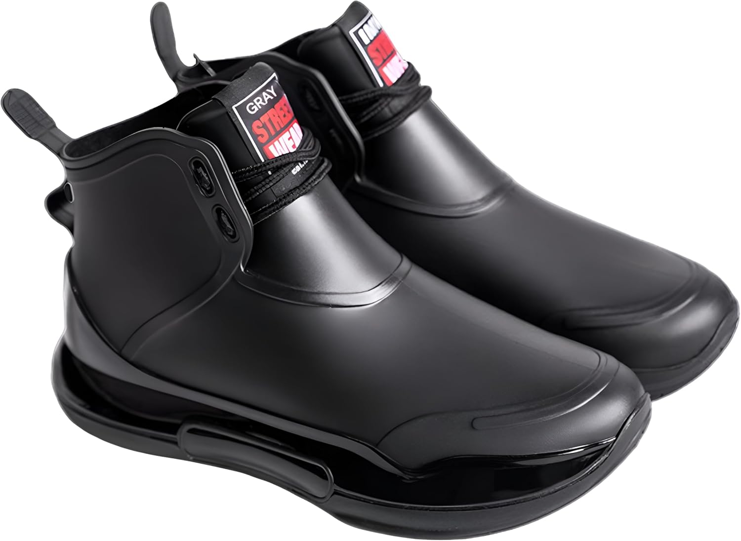 

YYW Сапоги с шнуровкой для дождя для женщин и мужчин, унисекс, высокие ботинки до щиколотки, водонепроницаемые для походов, кемпинга и садоводства, черный