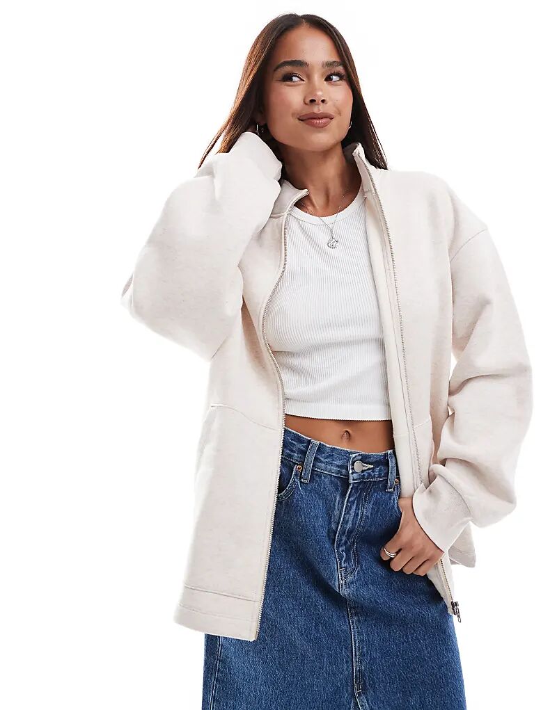 

Свитер с высоким воротом на молнии из овсяной меланжевой муки ASOS DESIGN