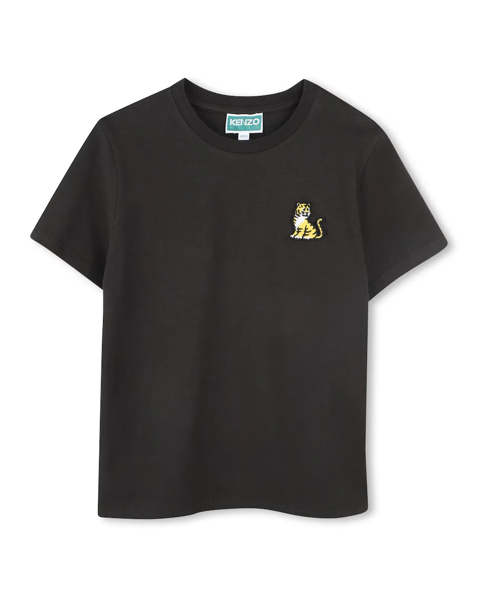 

Футболка из 100% хлопка с логотипом на спине Kenzo Kids, чёрный