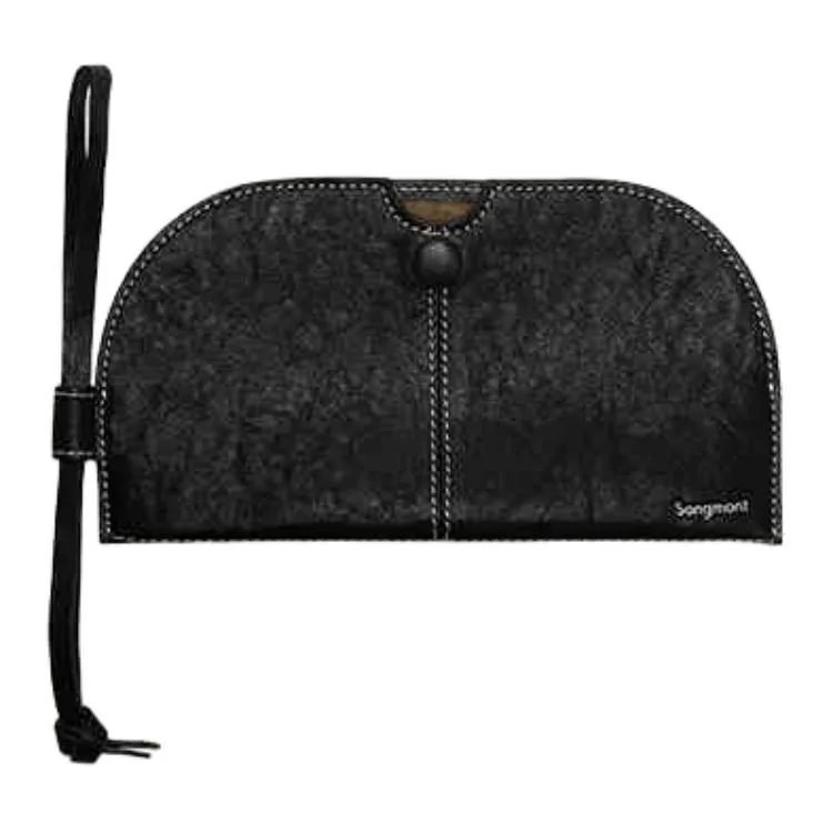 Songmont Чехол для очков из коровьей кожи Medium Unisex Smoky Ink Black/Sandalwood Brown/Smoky Ink Black White Steel Metal — фото 2