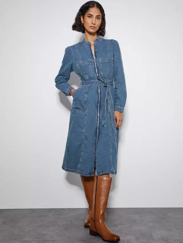 

Платье Monsoon Izzy Zip Denim, синий