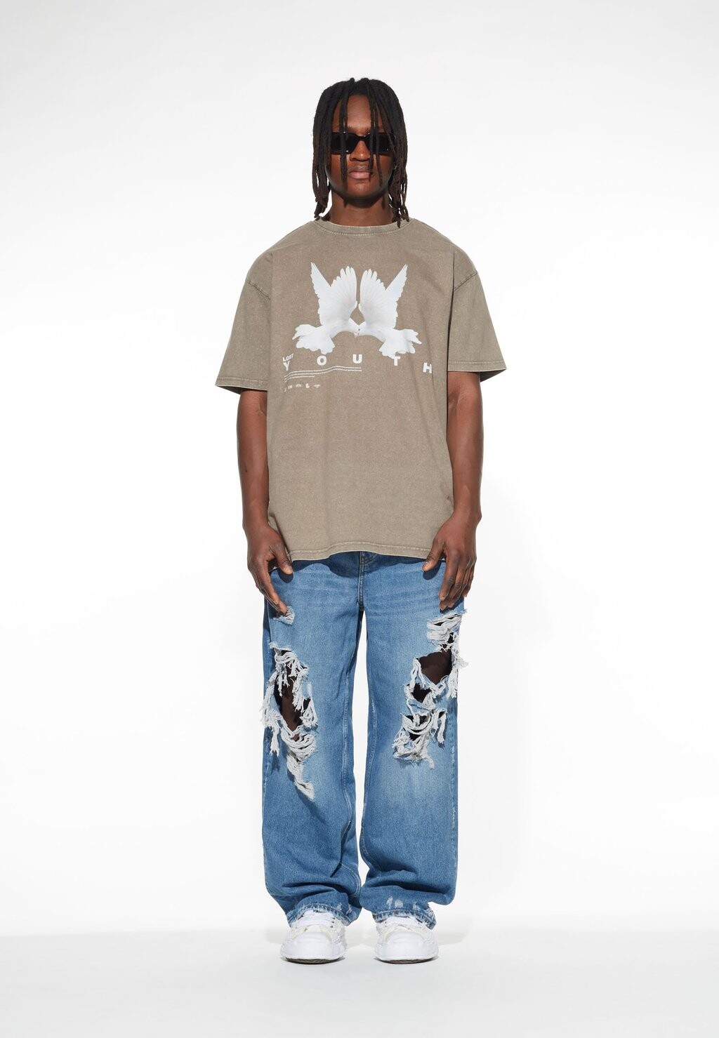 

Футболка с принтом Acid Washed Tee Dove Lost Youth, цвет darkkhaki