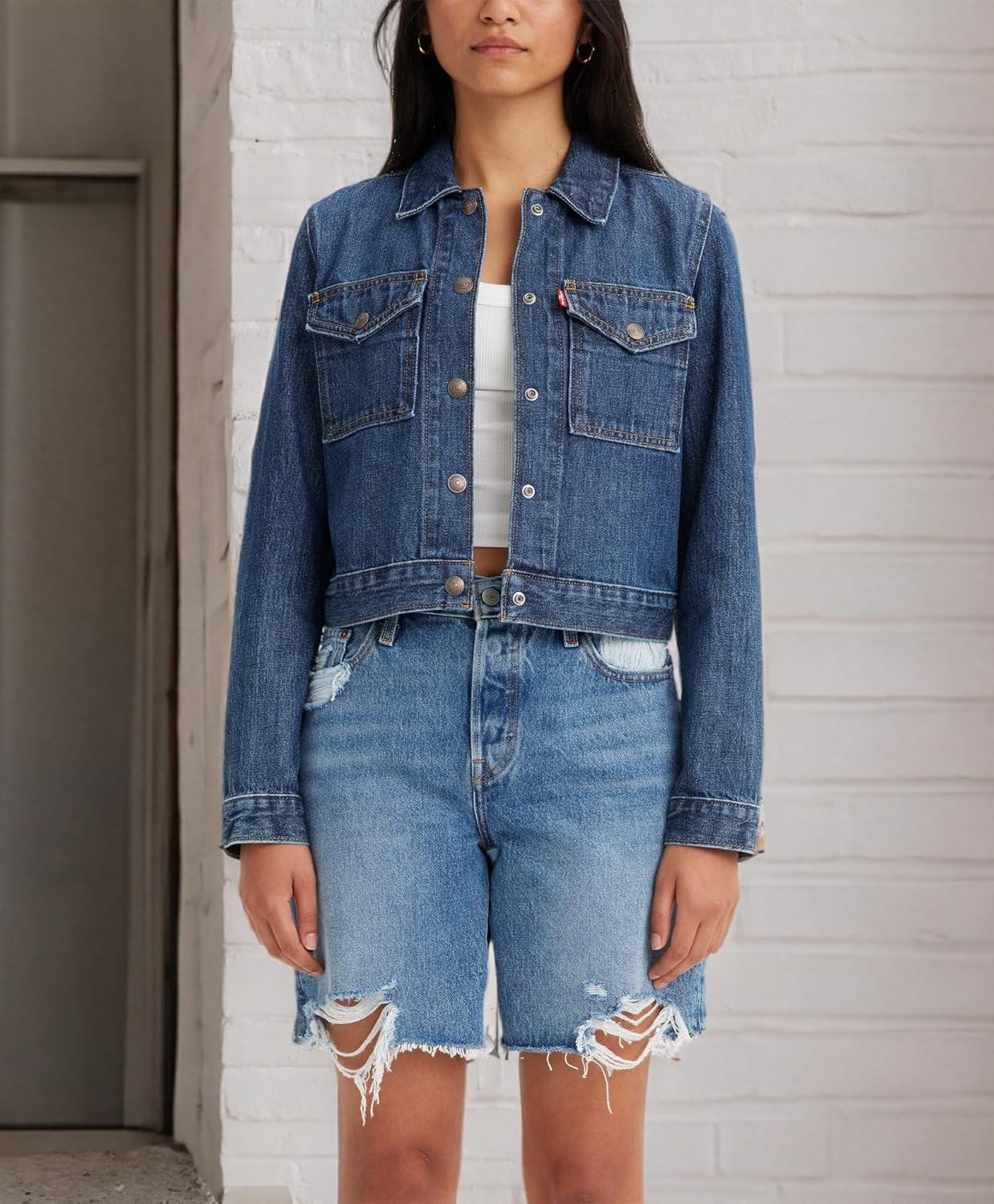 Levi's Женская оригинальная куртка-тракер на кнопках, (New) Dark Indigo Worn in — фото 3