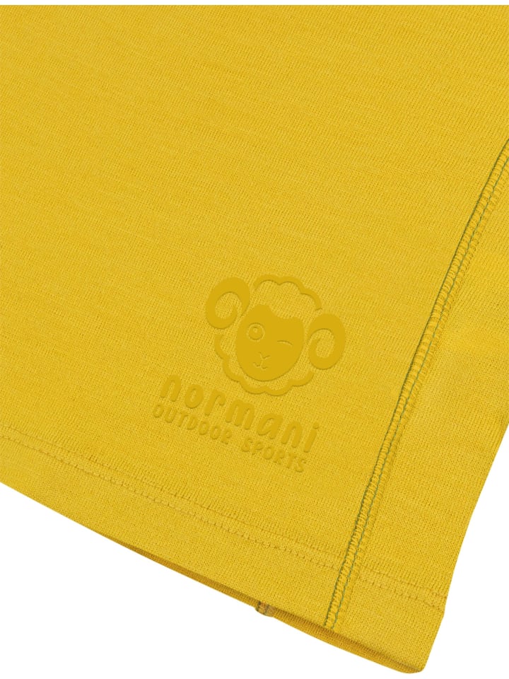 Normani Outdoor Sports Детская футболка с длинным рукавом из мериносовой шерсти с застежкой-молнией на четверть длины, модель Nyapari, желтого цвета — фото 4