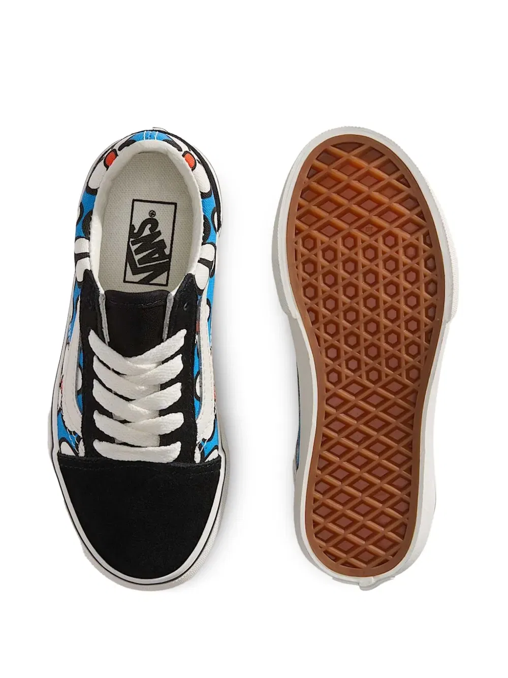 Кроссовки в стиле олдскул с цветочным принтом Vans Kids, черный — фото 3