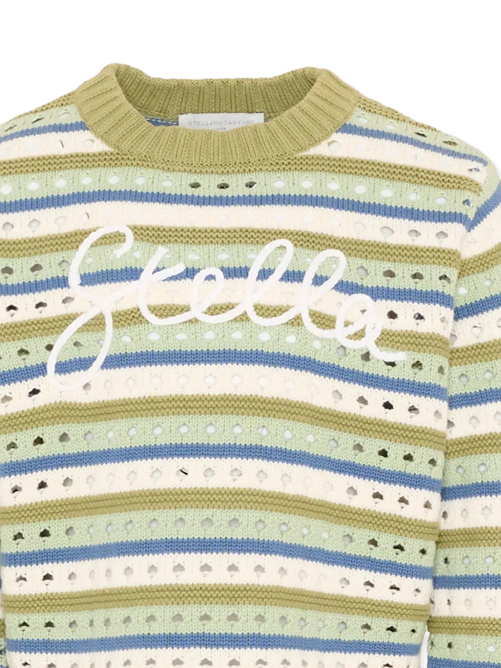 Полосатый вязаный джемпер Stella Mccartney Kids, зеленый — фото 3
