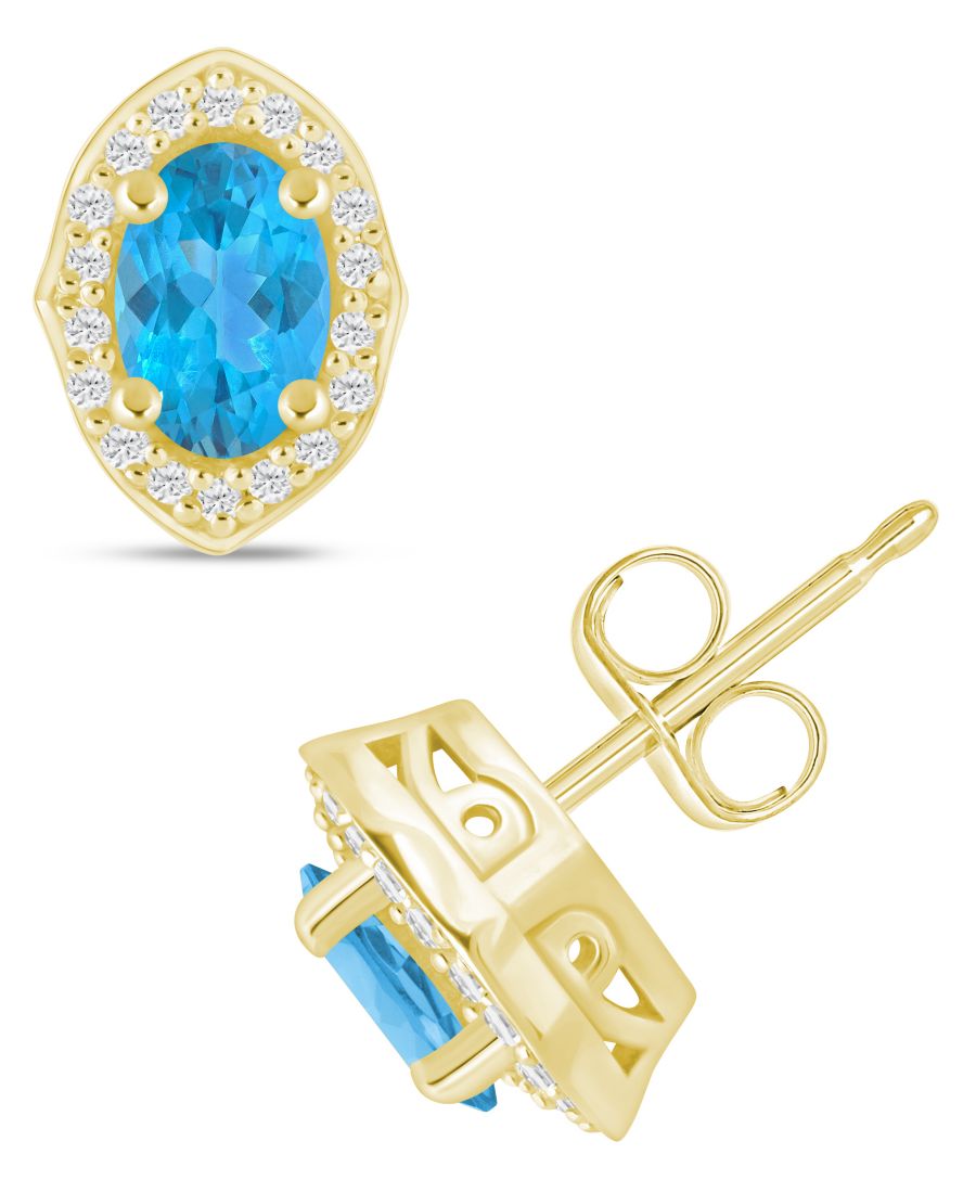 

Серьги-гвоздики с бриллиантами и драгоценными камнями (общий вес 1/5 карата) в оправе из белого золота 10 карат (также доступны в оправе из желтого золота 10 карат) Macy's, Blue Topaz