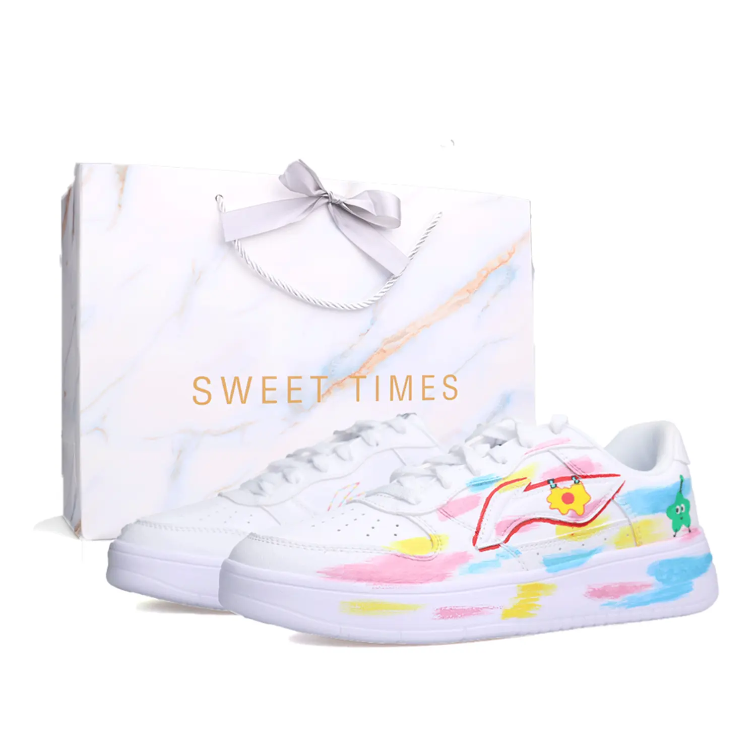 

LINING Лининг Понтун Боутс нескользящие легкие дышащие лоу-топ скейтбордские кроссовки унисекс радуга, цвет Rainbow Shopping Bag