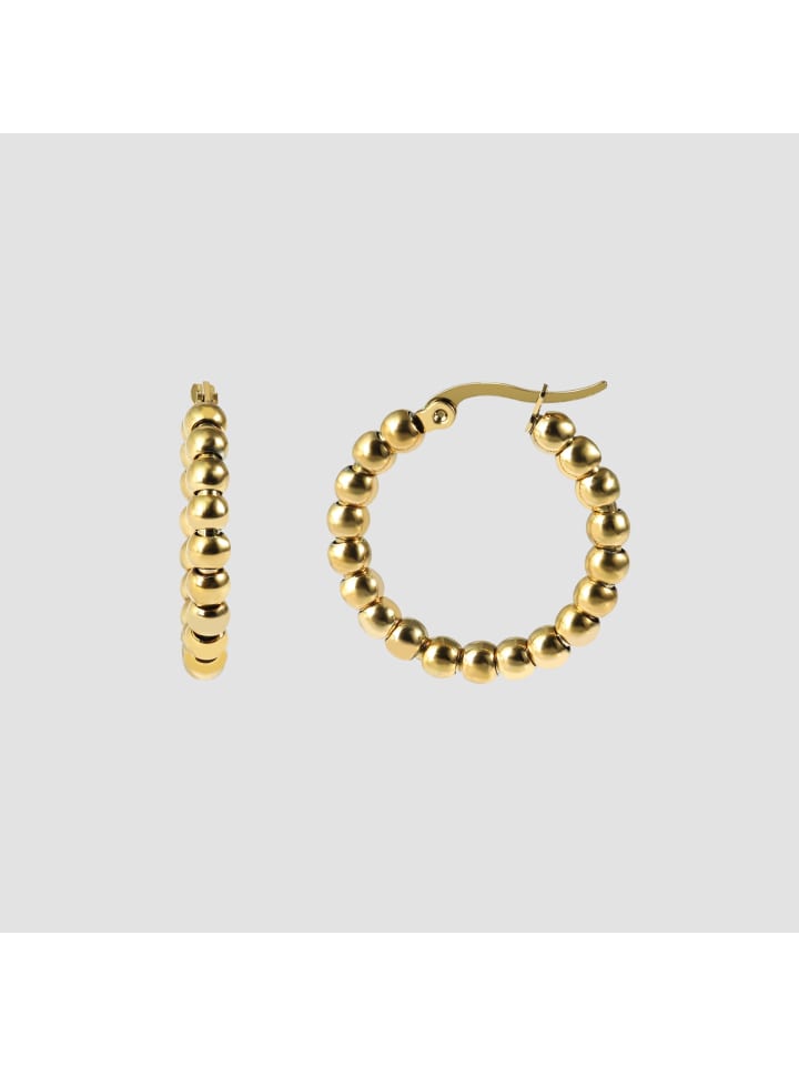 

Adeliás Женские серьги - Серьги-кольца из нержавеющей стали с золотой жемчужиной