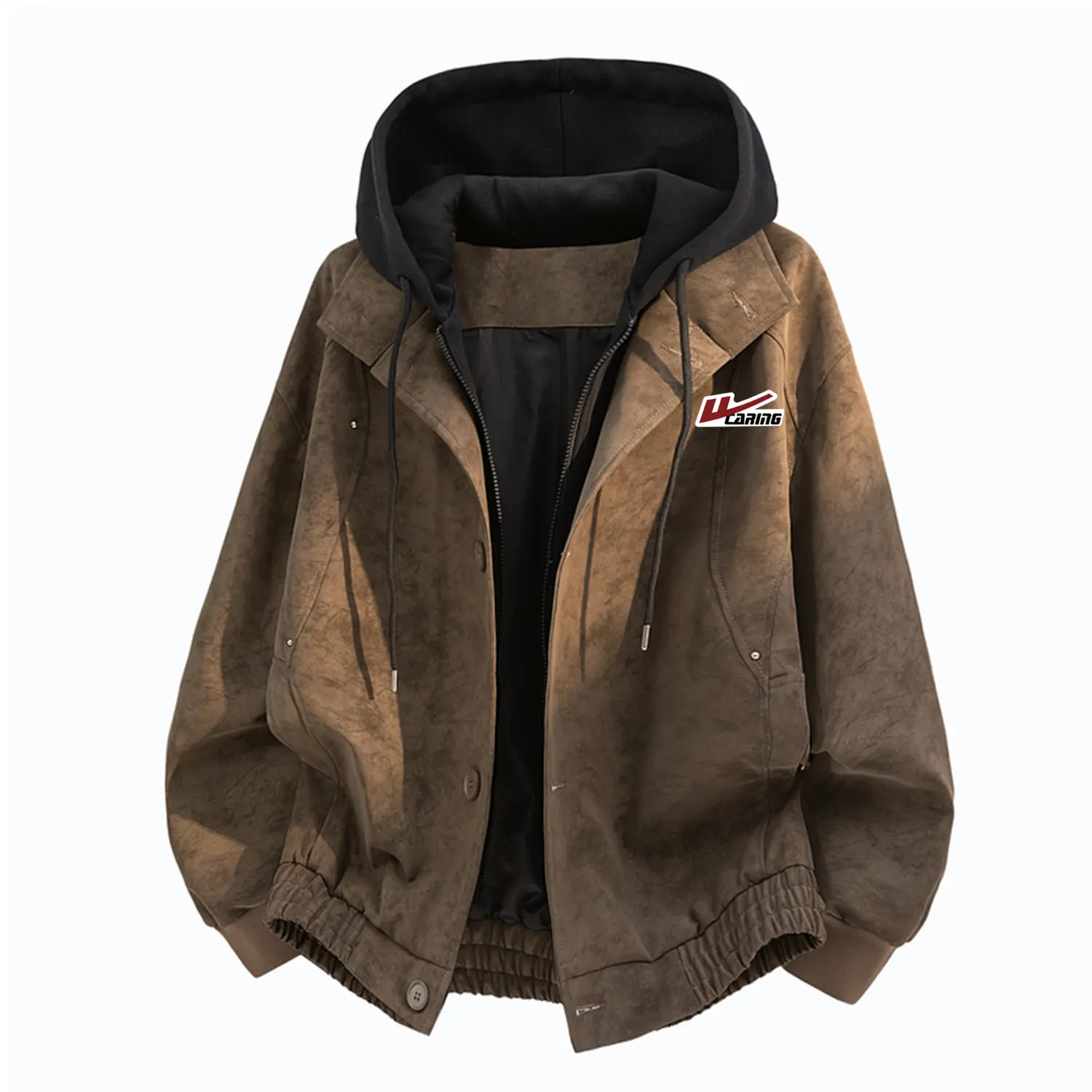 

Куртка Unisex Hooded Moderate Mock Two Piece WARRIOR, coffee (diy badge)