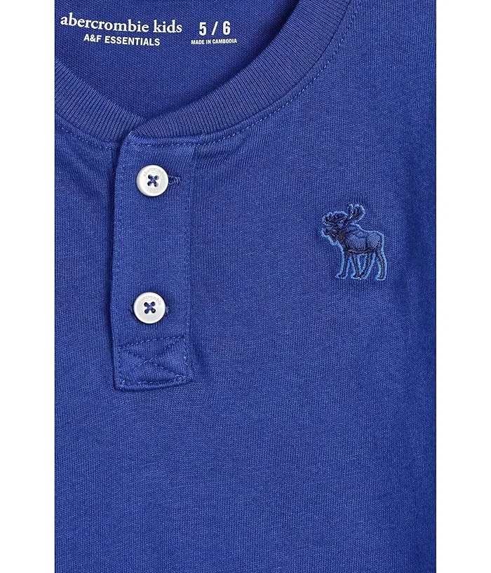 Футболка поло Essential Henley Tee abercrombie kids, Mazarine Blue — фото 3