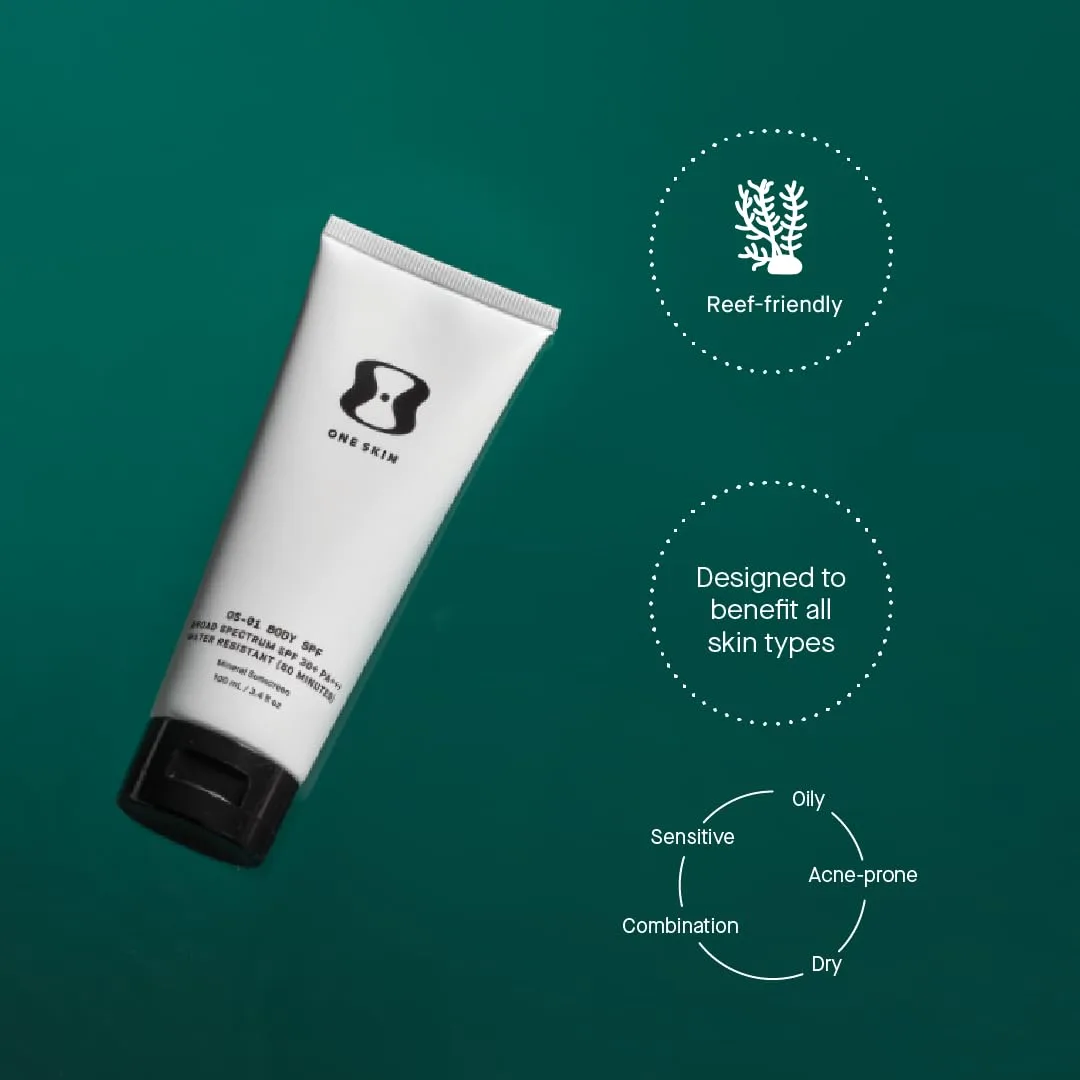 OneSkin BODY SPF OS-01 пептидный минеральный солнцезащитный крем широкого спектра SPF 30+ - защищает кожу от фотостарения, водостойкий, с антиоксидантами, для чувствительной кожи — фото 3