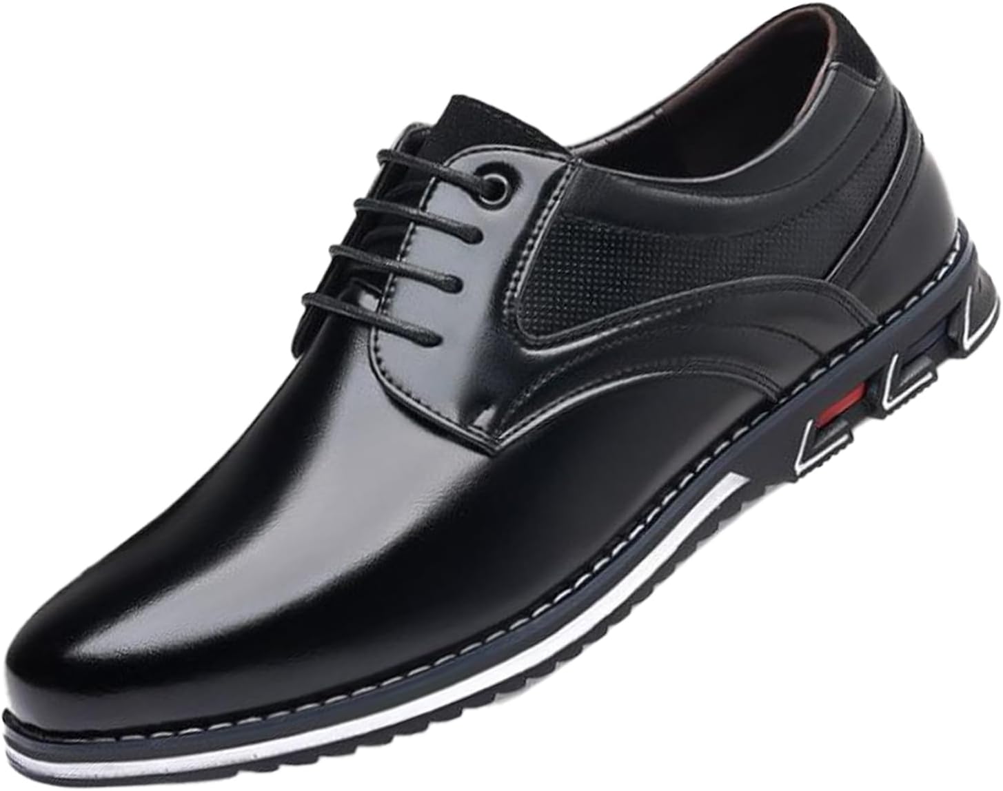 

Мужские повседневные кроссовки-оксфорды с круглым носком, шнуровкой, противоскользящей рифленой подошвой, классические туфли-дерби для работы, офиса, вождения, ходьбы Eggdk, черный