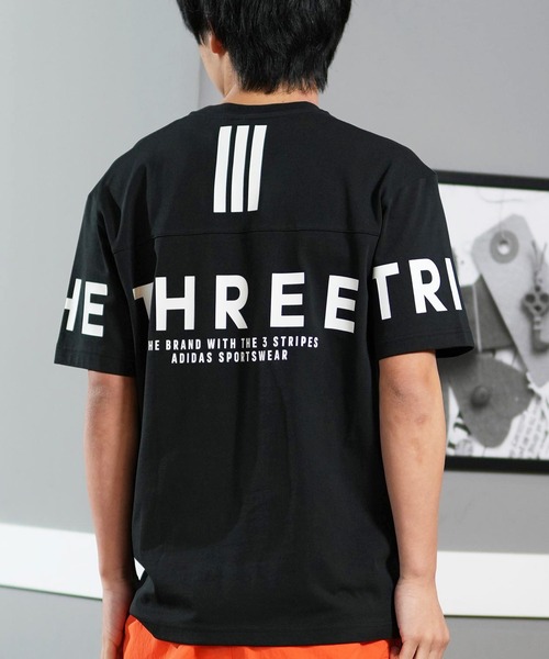 

Футболка с коротким рукавом унисекс, с тремя полосками на спине Adidas, черно-белая