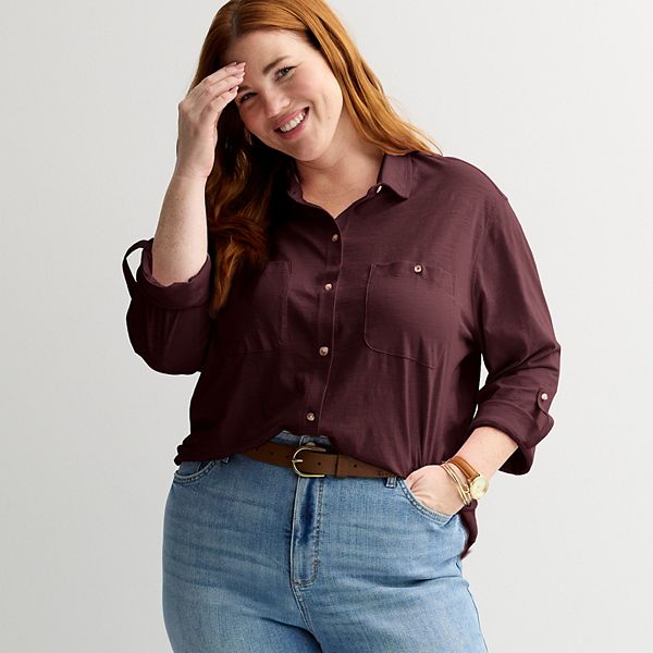 

Футболка с пуговицами Plus size Sonoma Goods For Life, Proteus Plum, Фиолетовый, Футболка с пуговицами Plus size Sonoma Goods For Life, Proteus Plum