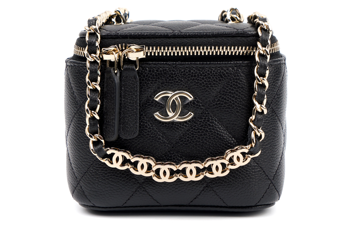 CHANEL Текстурированная кожаная сумка-бокс через плечо трансформер женская черная — фото 2