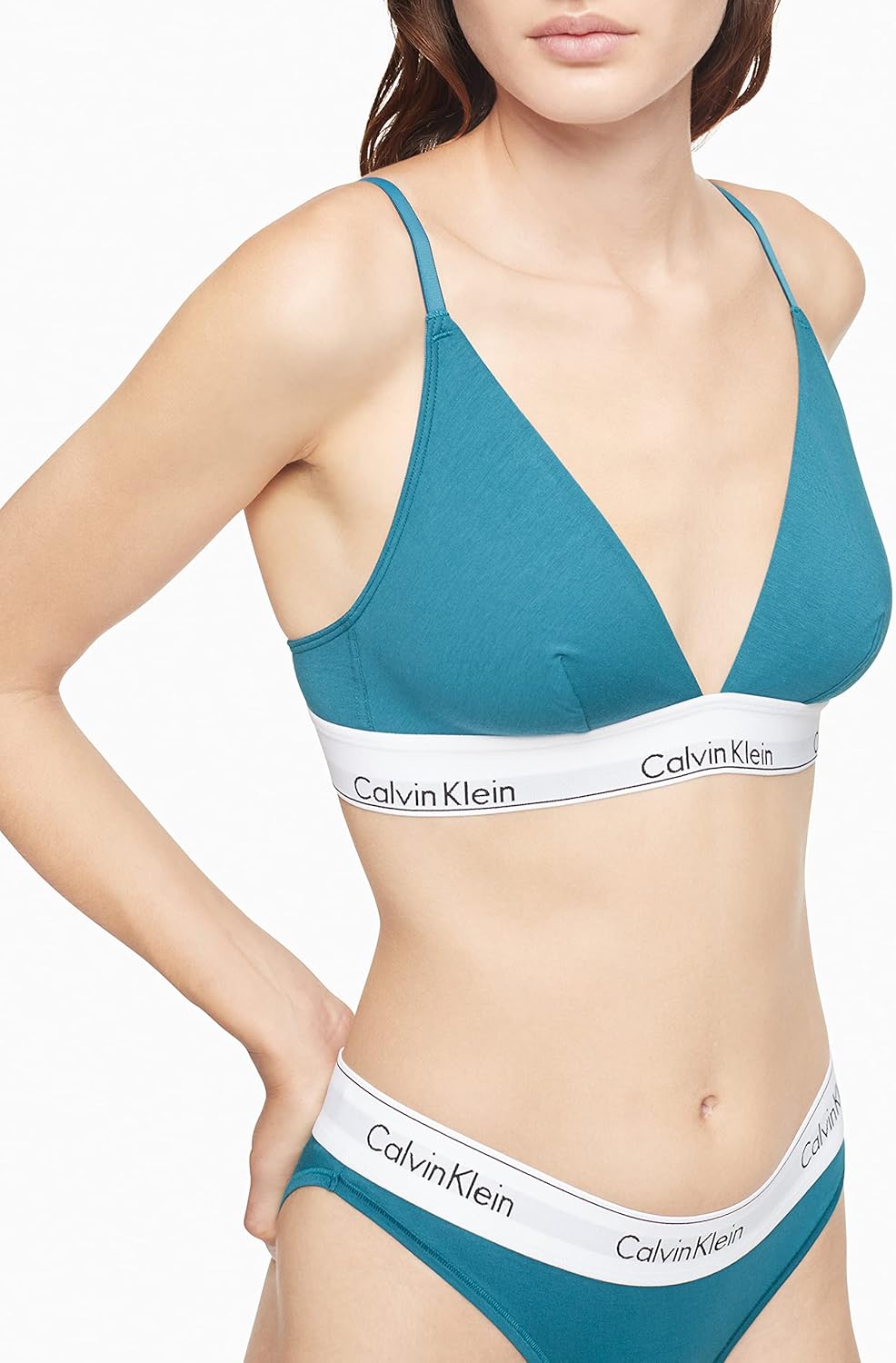 Женский современный хлопковый бюстгальтер-треугольник Calvin Klein, Topaz Gemstone — фото 3