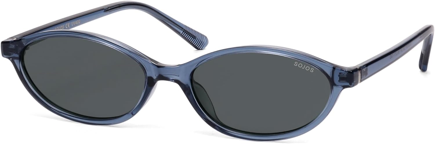 

Солнцезащитные очки SOJOS TR90 Ultra Light Flexible для женщин, ретро-овальные поляризованные, в стиле «кошачий глаз», винтажные, с защитой от УФ-излучения UV400, удобная посадка, Blue/Grey