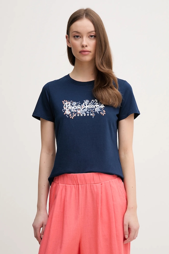 

Хлопковая футболка Rosalind Pepe Jeans, темно-синий