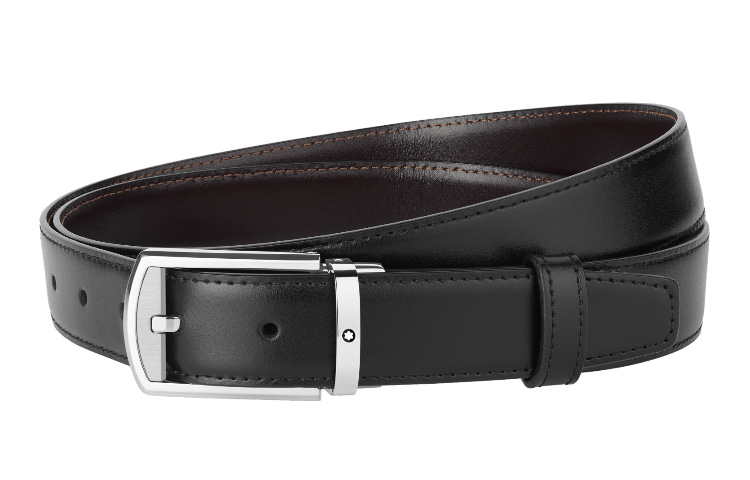 

MONTBLANC Кожаный ремень унисекс черный 3 см, Black