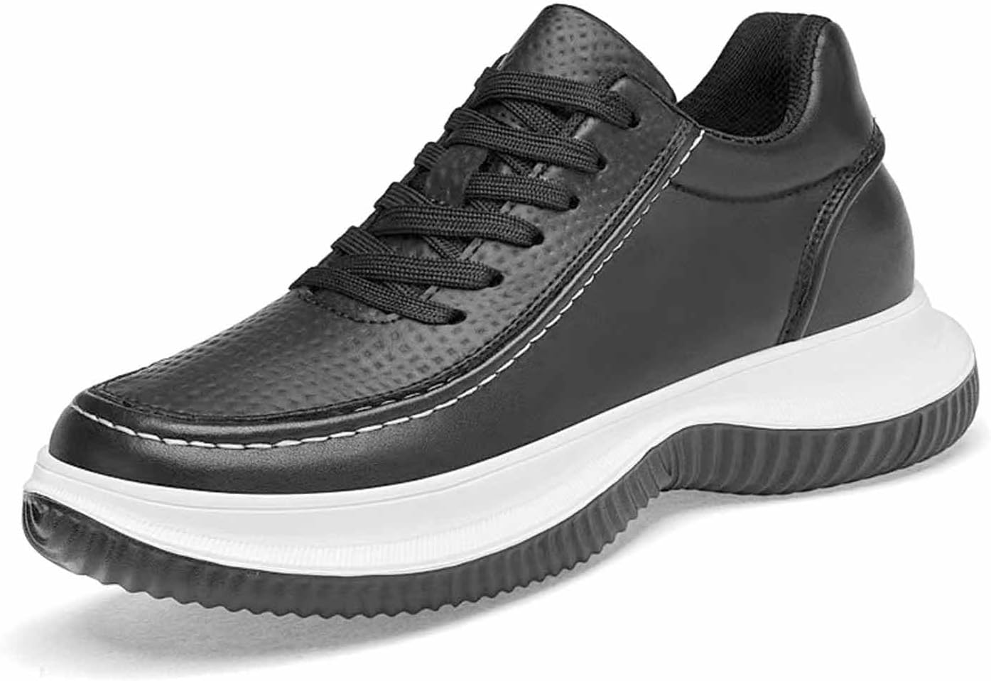 

Мужские кожаные кроссовки на платформе с перфорацией, с утолщенной подошвой, шнуровкой, дышащие, удобные, противоскользящие, для повседневной носки, работы и повседневного использования Donrrndk, черный