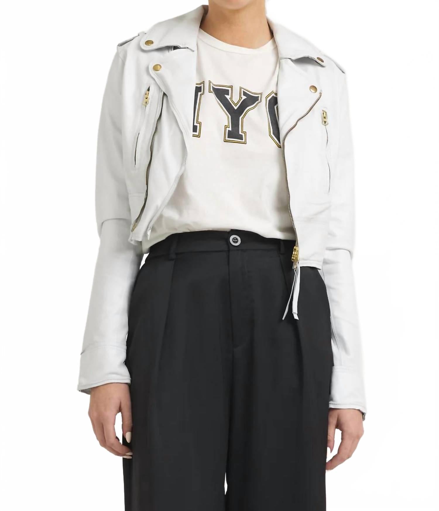 

Кожаная куртка Erin с глянцевым эффектом в бело-золотом цвете Jakett