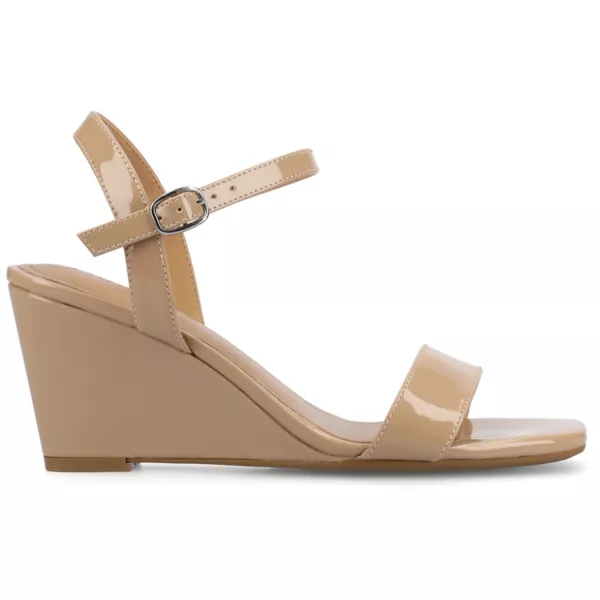 Женские босоножки на платформе Clayr с ремешком на щиколотке Journee, цвет beige patent — фото 2