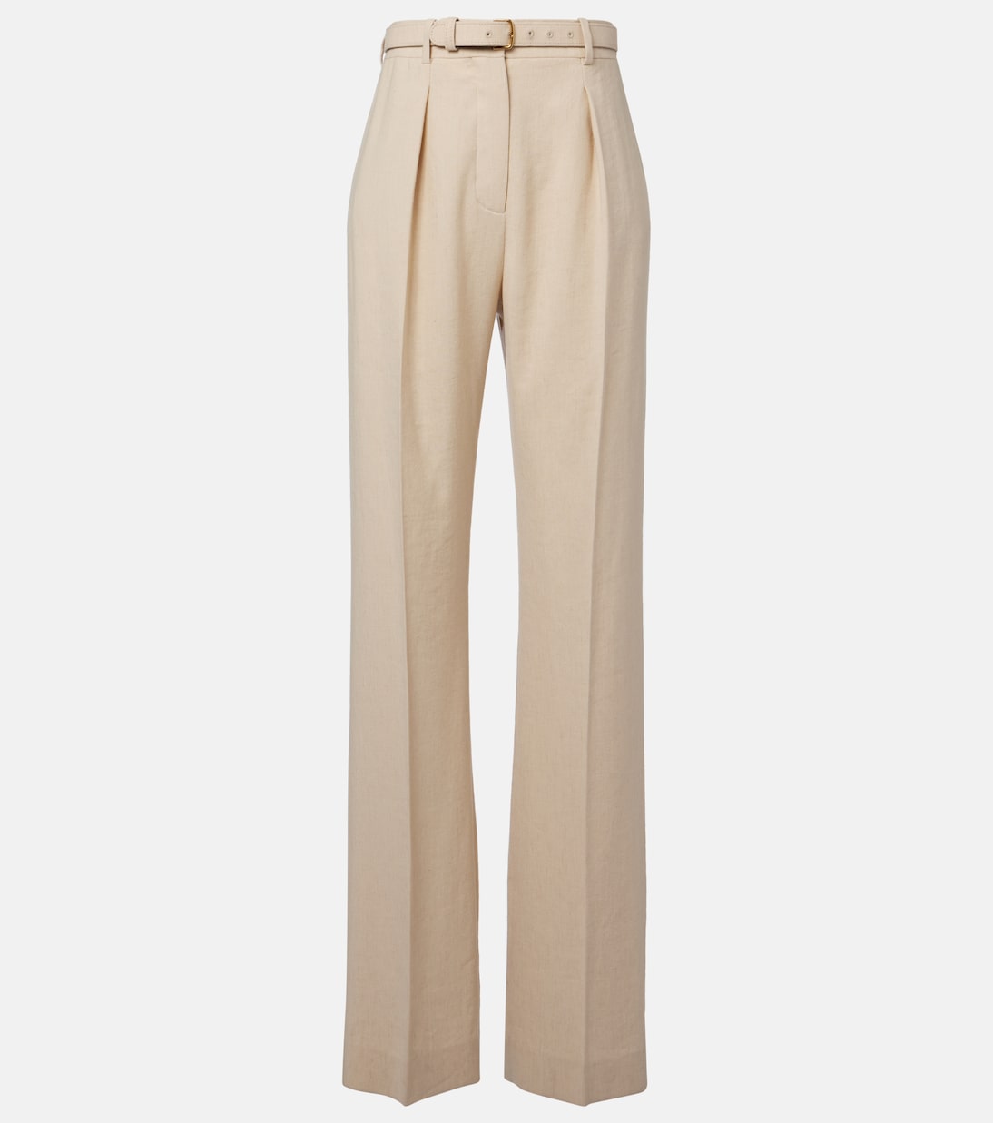 

Прямые брюки из льна и шерсти с поясом Loro Piana, Creamy Vanilla