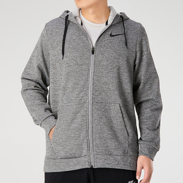 Куртка men's therma casual sports cardigan training fleece lined hooded jacket gray Nike, серый — фото 2