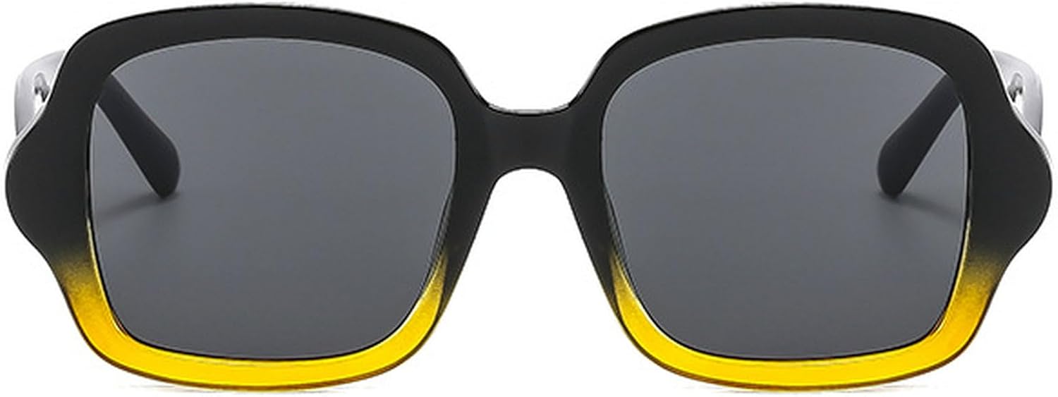 

Модные большие квадратные солнцезащитные очки для женщин с защитой от УФ-излучения UV400, винтажные панк-очки для мужчин и женщин, простые солнцезащитные очки mincl, Black Yellow