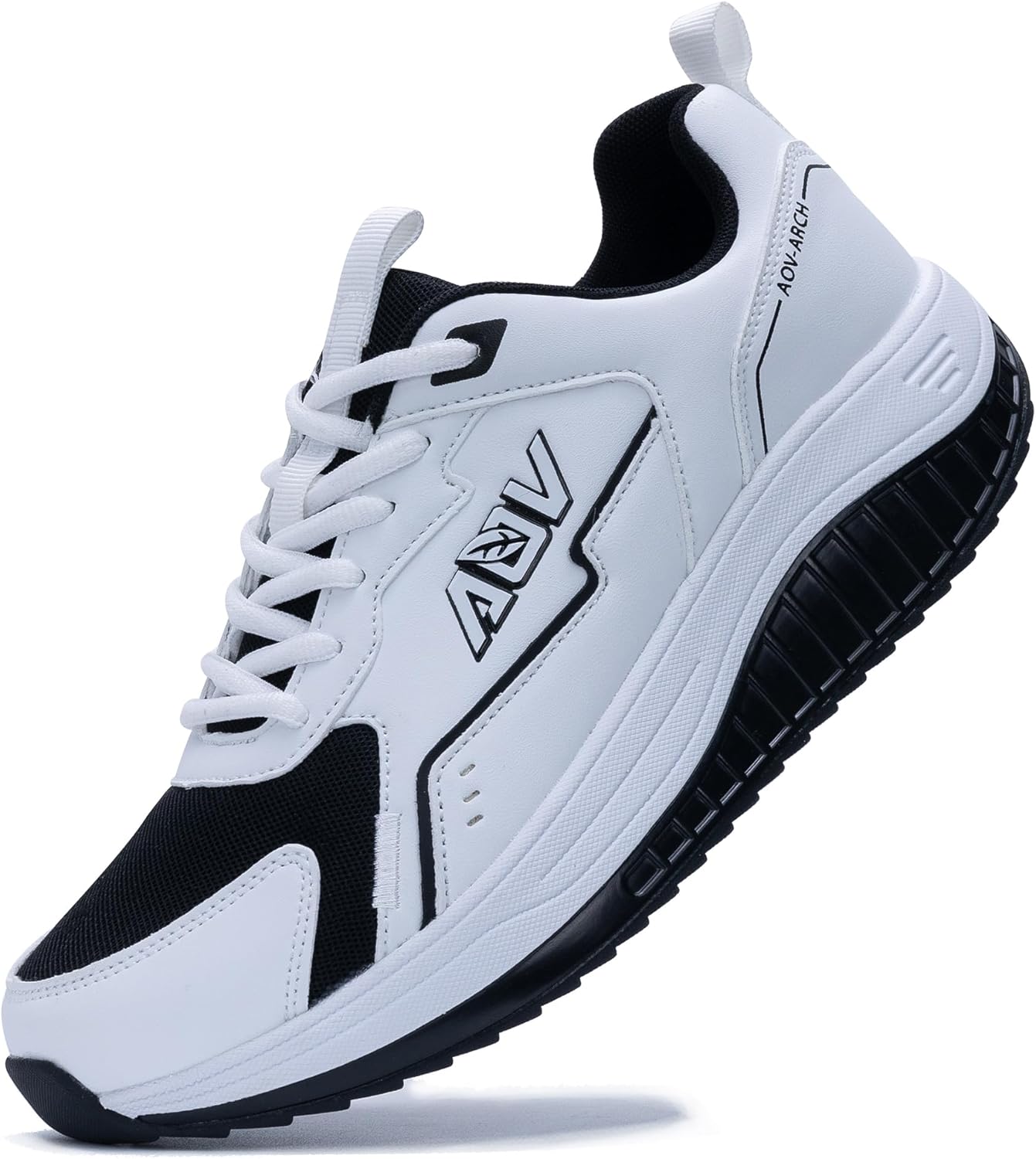 

Мужские кроссовки для ходьбы с поддержкой свода стопы, ортопедические кроссовки для тенниса при боли в стопе, подошве и фасциите Zf Zefuher, белый/черный