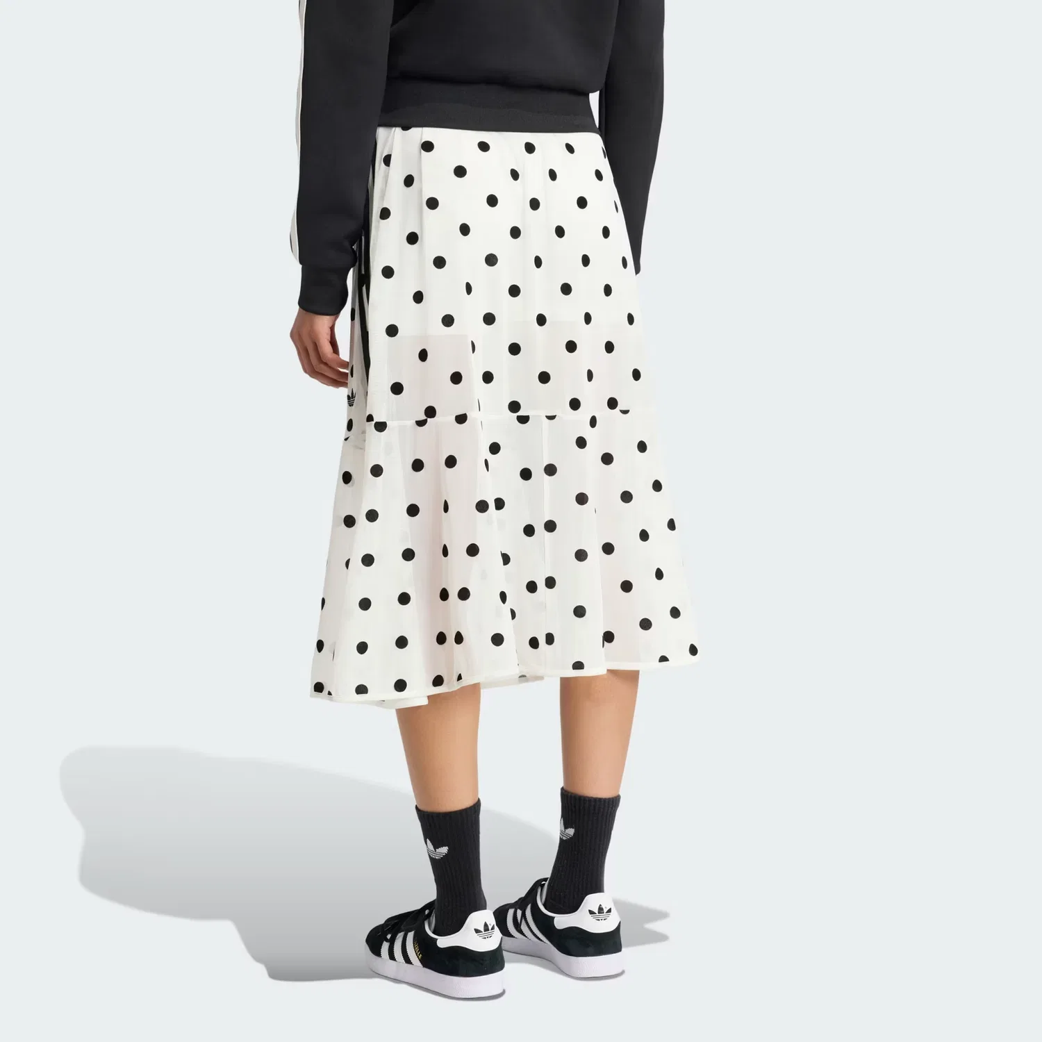 Юбка шифон в горошек повседневная длинная женская Adidas Originals, Jade White — фото 4