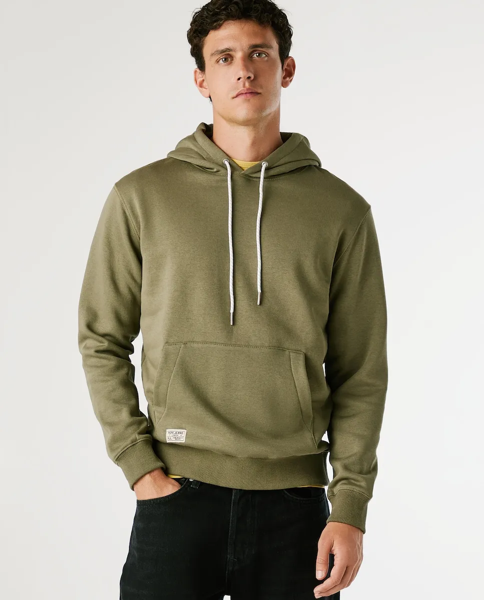 

Мужская толстовка с регулируемым капюшоном и принтом на спине Pepe Jeans, оливковый зеленый