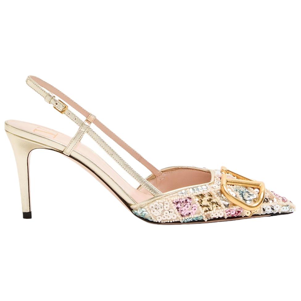 Valentino VLogo Signature Slim Heel High Heels 8cm Women's White — фото 3
