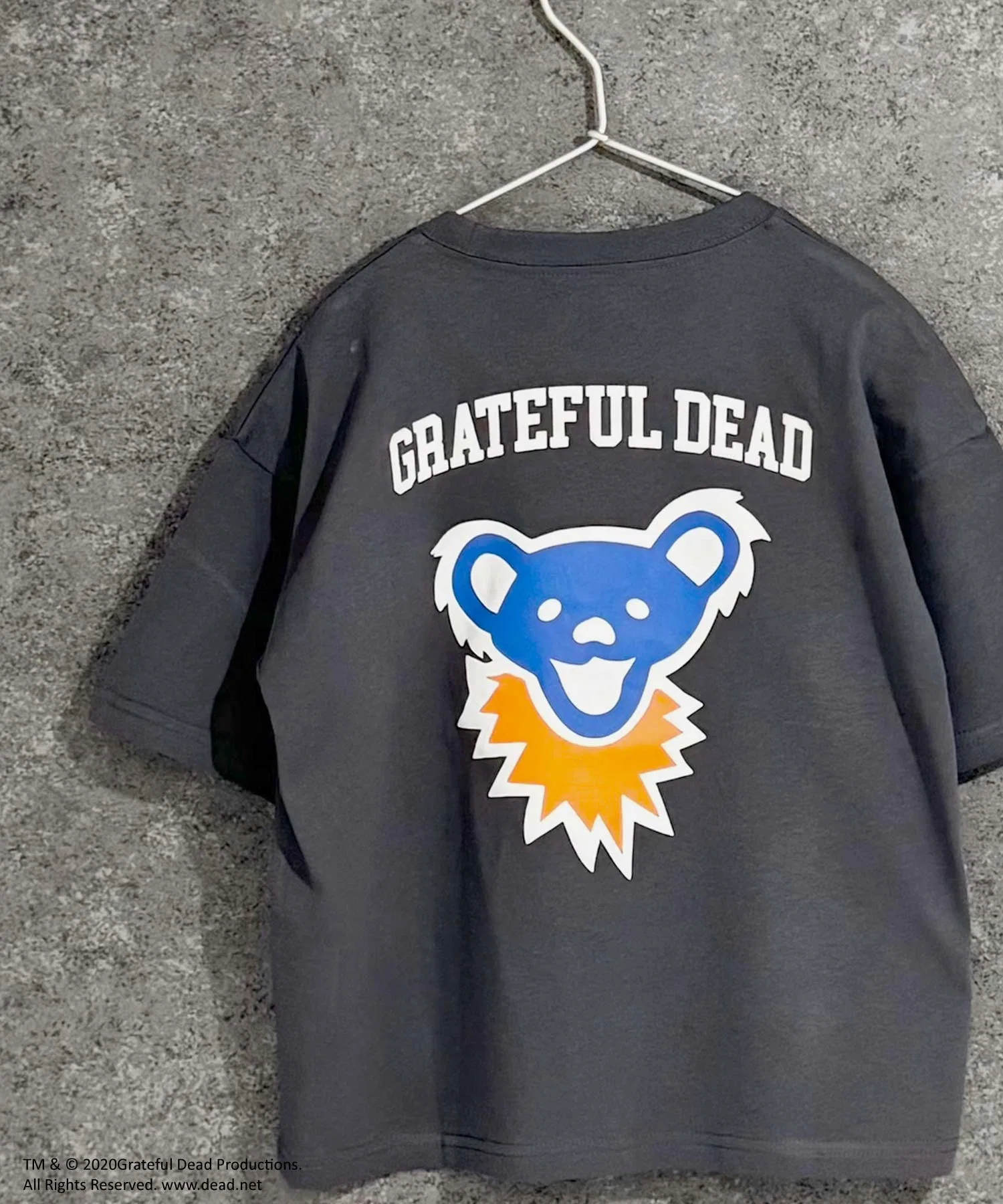Детская футболка Grateful Dead оверсайз с принтом на спине серая