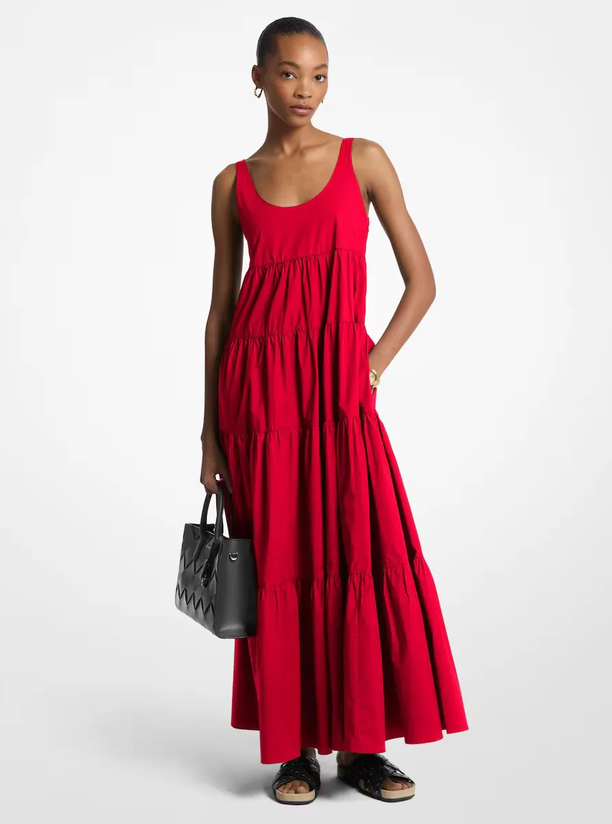 

Длинное платье расклешенного силуэта из хлопка Michael Michael Kors, красный