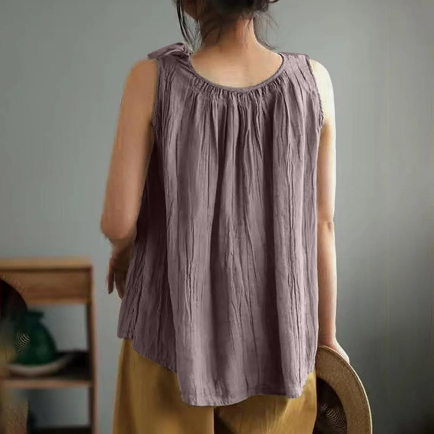 Женский топ Cotton Linen Tank Top, Purple — фото 3