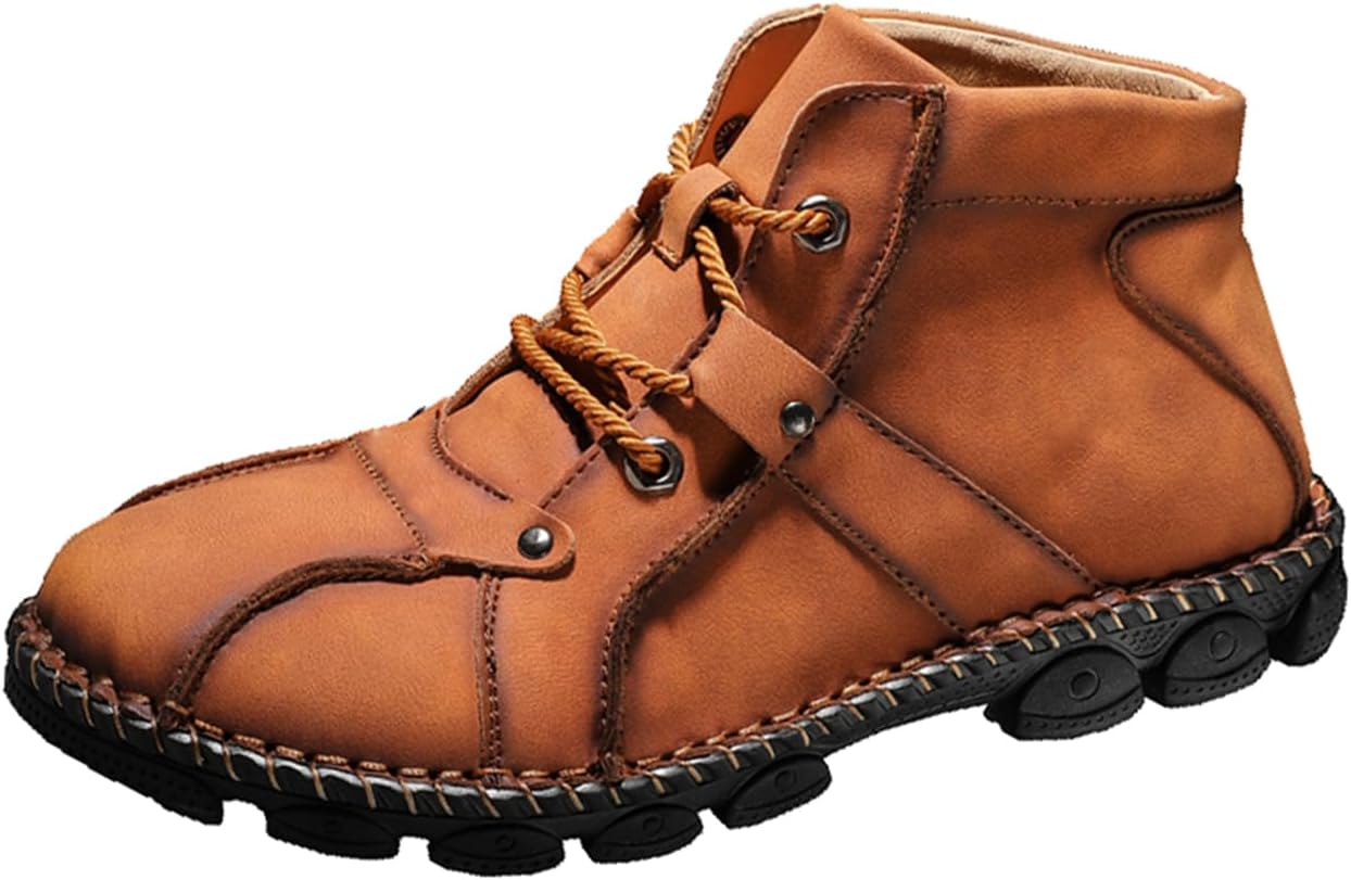 

Мужские повседневные кожаные туфли ZHOUPULP, модные и удобные, на шнуровке, ботинки Чукка до щиколотки, с ручной прострочкой, средние лоферы, оранжевый