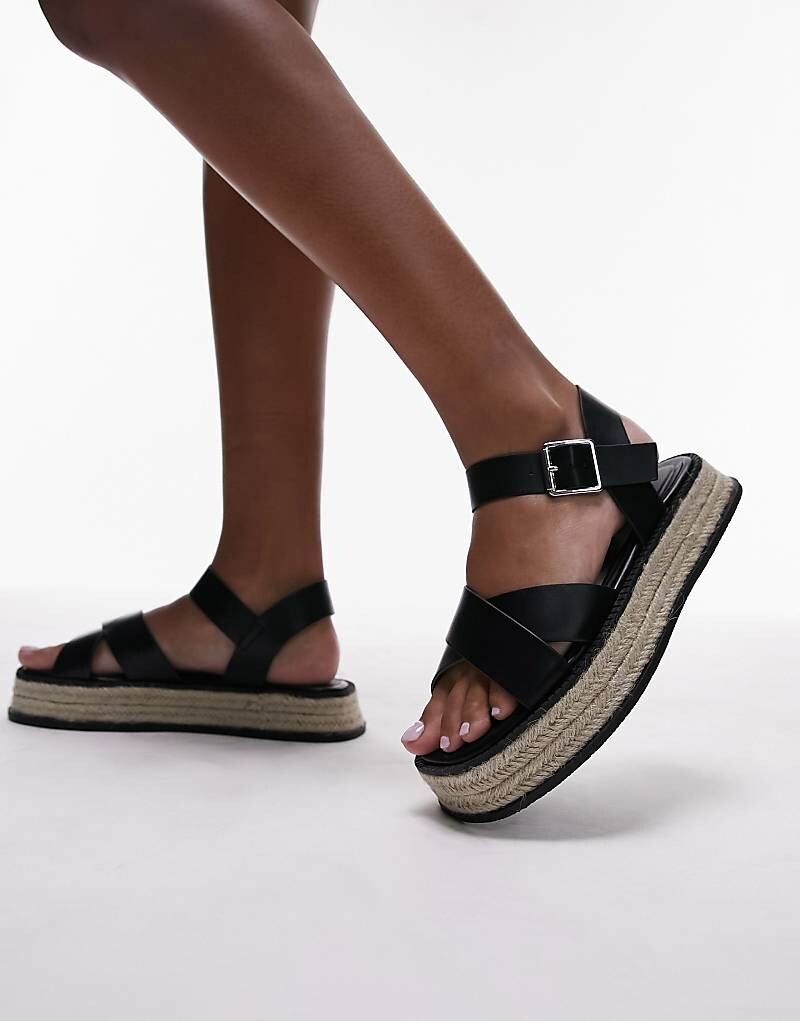 Черные эспадрильи на плоской подошве Topshop Jenna