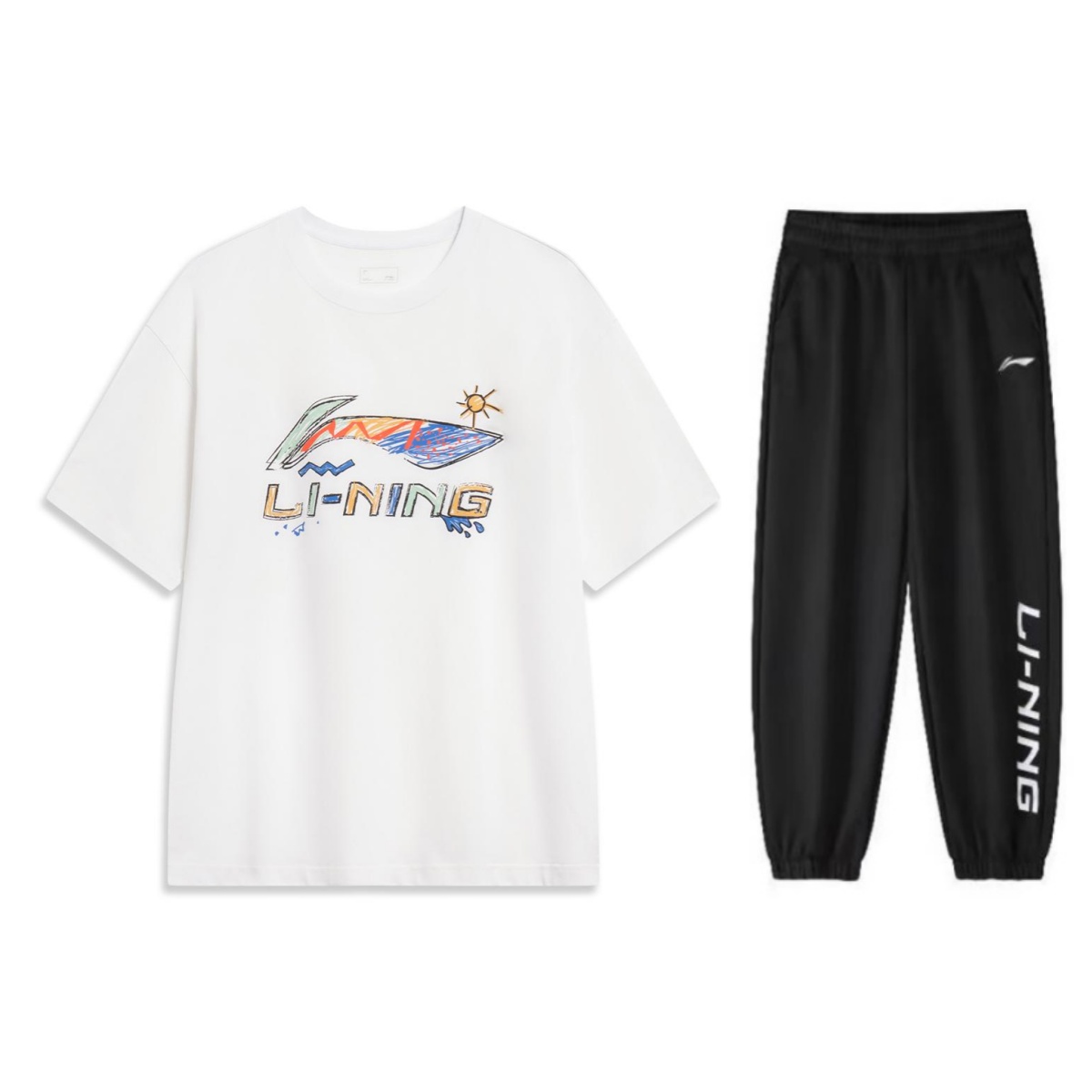 

LiNing Casual Sportswear Unisex Li-Ning, set (белый short-sleeved shirt+черный pants)