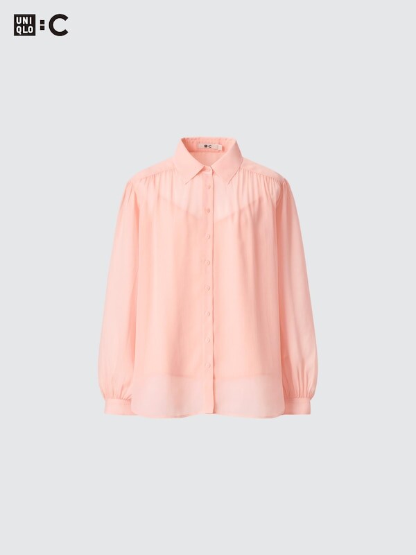 

Прозрачная блузка Uniqlo, розовый