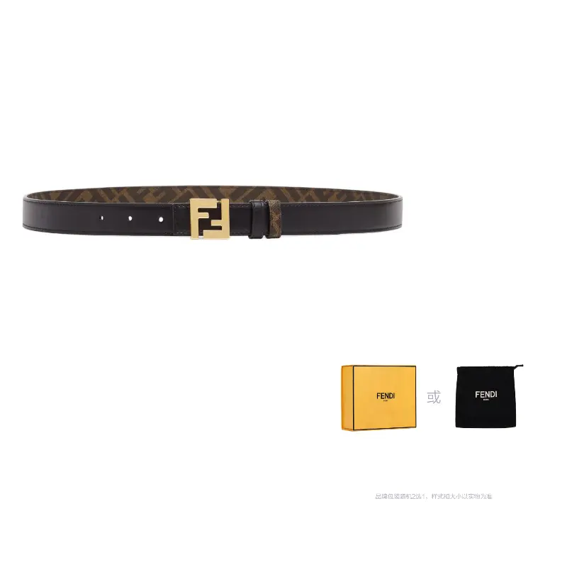

FENDI Квадратный реверсивный ремень Ff, Black