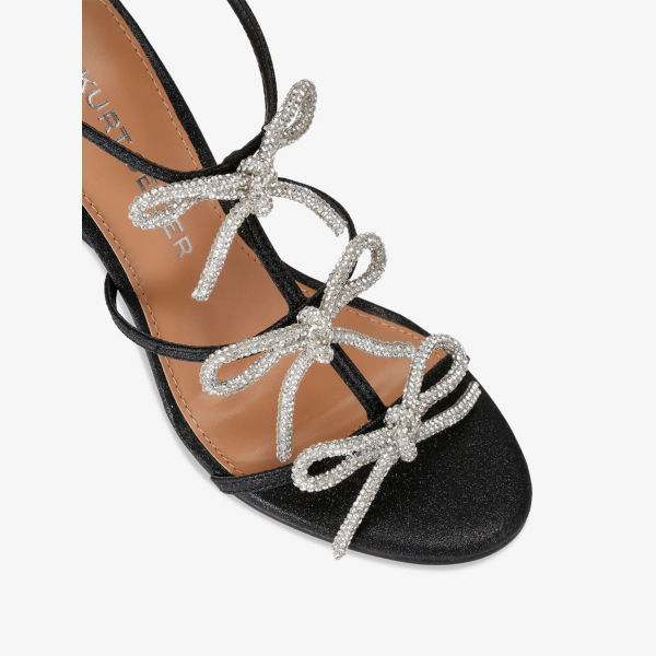 Босоножки на каблуке Kg Kurt Geiger с декоративными бантами из страз, черно-серебристый — фото 4
