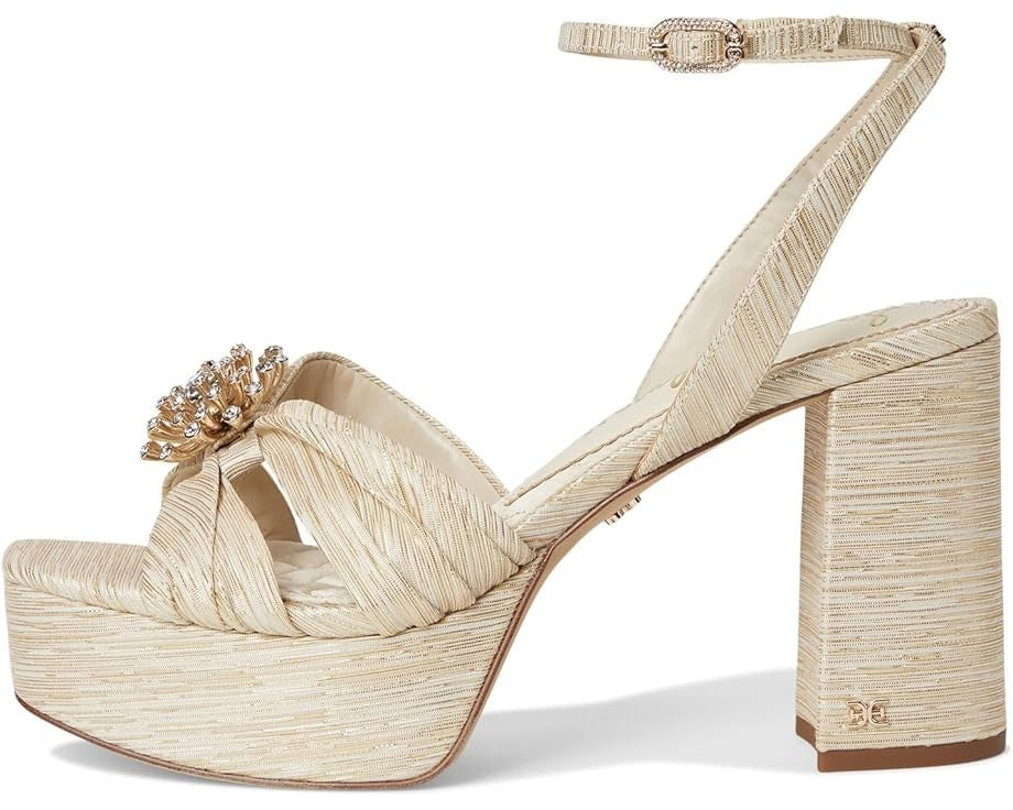 Сандалии Sam Edelman Janelle J5093F2 женские с платформой и кристаллами мягкого золота, золотой — фото 3