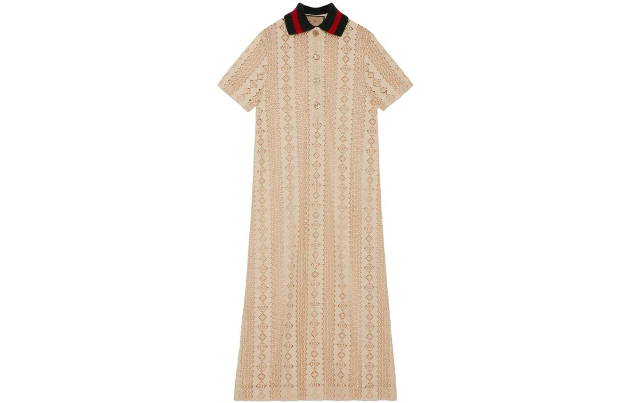 

Платье с короткими рукавами женское бежевое Gucci