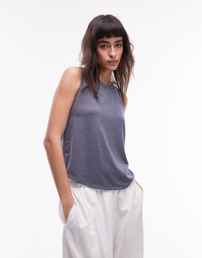 

Topshop – синий мягкий свободный топ без рукавов