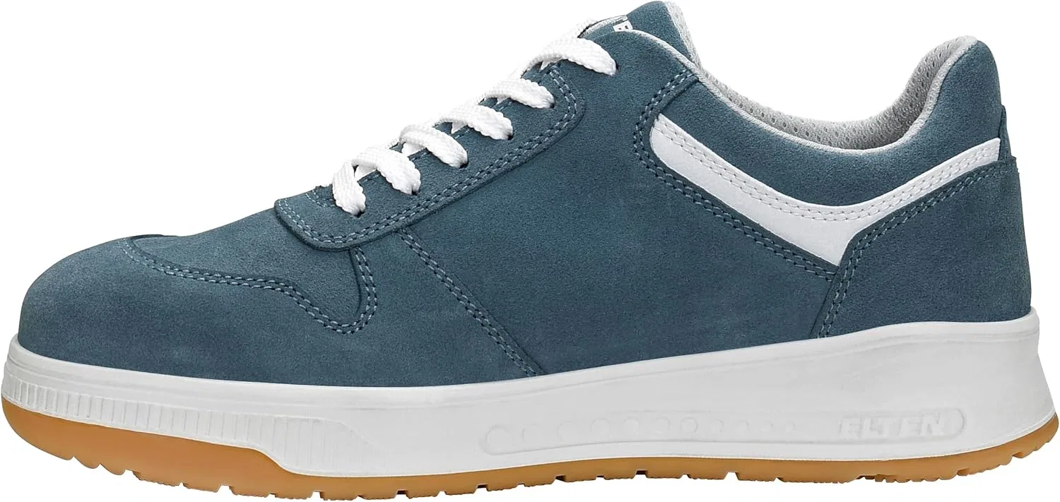 Защитные ботинки ELTEN JAMAIN XXST Jeans Low ESD S2 для мужчин и женщин, кожаные, со стальным носком, легкие, спортивные, сине-белые — фото 3
