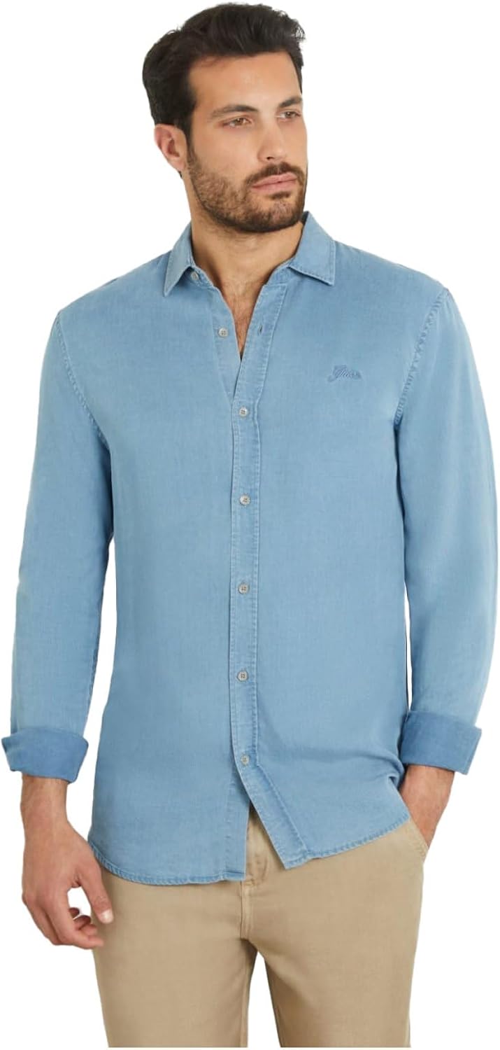 

Рубашка GUESS мужская с длинным рукавом Sunset Tencel Indigo, Indigo/Black